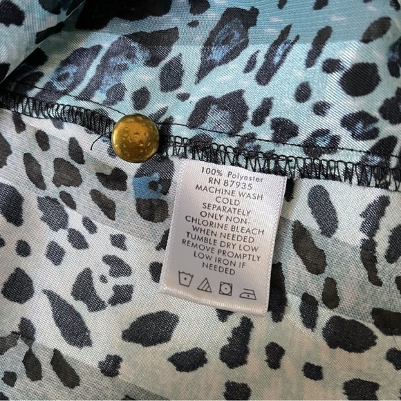 Simonton Says Animal Print Semi Sheer Blouse sz M - Picture 5 of 14